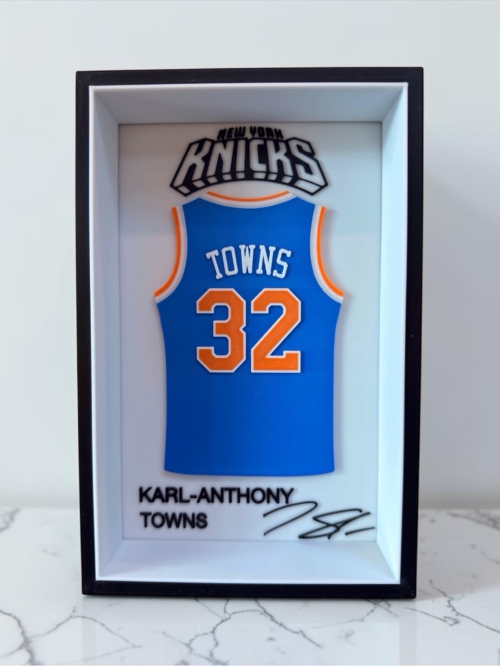 Karl-Anthony Towns #32 New York Knicks Inspired 3D Jersey Display Box